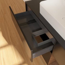 Тумба під раковину Villeroy & Boch Finion 120х50,1 см із підсвічуванням МДФ чорний матовий лак/скло чорне матове G422GNPD