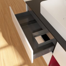 Тумба под раковину Villeroy & Boch Finion 120х50,1 см с подсветкой МДФ глянцевый белый лак/стекло черное матовое G422HBGF