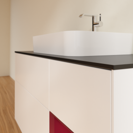 Тумба под раковину Villeroy & Boch Finion 120х50,1 см с подсветкой МДФ белый матовый лак/стекло черное матовое G422HBMT