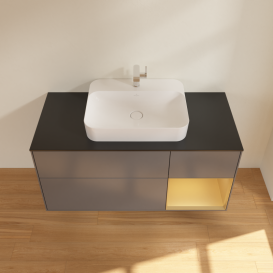 Тумба под раковину Villeroy & Boch Finion 120х50,1 см с подсветкой МДФ антрацит матовый лак/стекло черное матовое G422HFGK