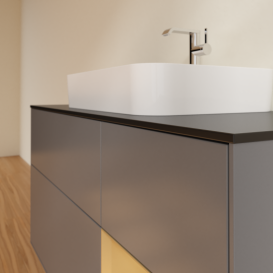 Тумба под раковину Villeroy & Boch Finion 120х50,1 см с подсветкой МДФ антрацит матовый лак/стекло черное матовое G422HFGK