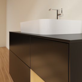 Тумба під раковину Villeroy & Boch Finion 120х50,1 см із підсвічуванням МДФ чорний матовий лак/скло чорне матове G422HFPD