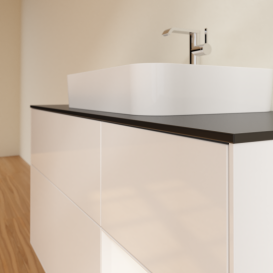 Тумба под раковину Villeroy & Boch Finion 120х50,1 см с подсветкой МДФ глянцевый белый лак/стекло черное матовое G422MTGF