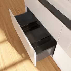 Тумба под раковину Villeroy & Boch Finion 120х50,1 см с подсветкой МДФ глянцевый белый лак/стекло черное матовое G422MTGF