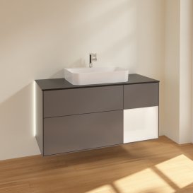 Тумба под раковину Villeroy & Boch Finion 120х50,1 см с подсветкой МДФ антрацит матовый лак/стекло черное матовое G422MTGK