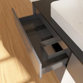 Тумба под раковину Villeroy & Boch Finion 120х50,1 см с подсветкой МДФ антрацит матовый лак/стекло черное матовое G422MTGK