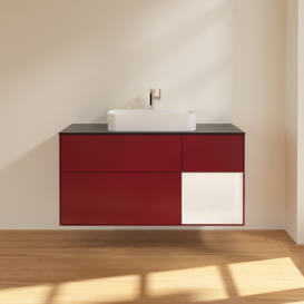 Тумба под раковину Villeroy & Boch Finion 120х50,1 см с подсветкой МДФ пион матовый лак/стекло черное матовое G422MTHB