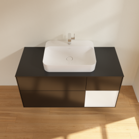 Тумба під раковину Villeroy & Boch Finion 120х50,1 см із підсвічуванням МДФ чорний матовий лак/скло чорне матове G422MTPD