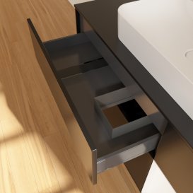 Тумба під раковину Villeroy & Boch Finion 120х50,1 см із підсвічуванням МДФ чорний матовий лак/скло чорне матове G422MTPD