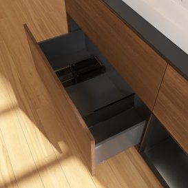 Тумба под раковину Villeroy & Boch Finion 120х50,1 см с подсветкой МДФ шпон грецкого ореха/стекло черное матовое G422PDGN