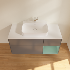 Тумба під раковину Villeroy & Boch Finion 120х50,1 см із підсвічуванням МДФ антрацит матовий лак/скло біле матове  G421GMGK