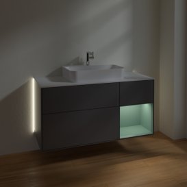 Тумба під раковину Villeroy & Boch Finion 120х50,1 см із підсвічуванням МДФ антрацит матовий лак/скло біле матове  G421GMGK