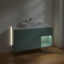 Тумба під раковину Villeroy & Boch Finion 120х50,1 см із підсвічуванням МДФ оливковий матовий лак/скло біле матове G421GMGM