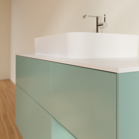 Тумба під раковину Villeroy & Boch Finion 120х50,1 см із підсвічуванням МДФ оливковий матовий лак/скло біле матове G421GMGM