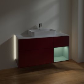 Тумба під раковину Villeroy & Boch Finion 120х50,1 см із підсвічуванням МДФ півонія матовий лак/скло біле матове G421GMHB