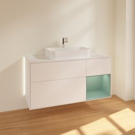 Тумба під раковину Villeroy & Boch Finion 120х50,1 см із підсвічуванням МДФ білий матовий лак/скло біле матове G421GMMT