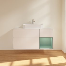 Тумба під раковину Villeroy & Boch Finion 120х50,1 см із підсвічуванням МДФ білий матовий лак/скло біле матове G421GMMT