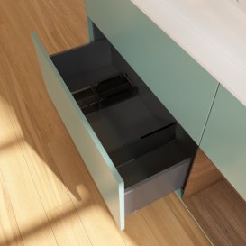 Тумба під раковину Villeroy & Boch Finion 120х50,1 см із підсвічуванням МДФ оливковий матовий лак/скло біле матове G421GNGM