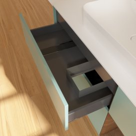 Тумба під раковину Villeroy & Boch Finion 120х50,1 см із підсвічуванням МДФ оливковий матовий лак/скло біле матове G421GNGM