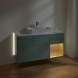 Тумба под раковину Villeroy & Boch Finion 120х50,1 см с подсветкой МДФ оливковый матовый лак/стекло белое матовое G421HFGM