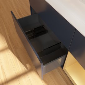 Тумба під раковину Villeroy & Boch Finion 120х50,1 см із підсвічуванням МДФ темно-синій матовий лак/скло біле матове G421HFHG