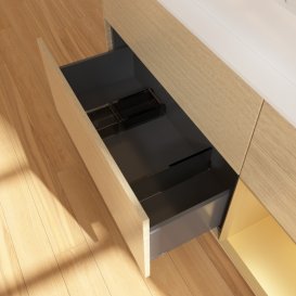 Тумба під раковину Villeroy & Boch Finion 120х50,1 см із підсвічуванням МДФ шпон дуба/скло біле матове G421HFPC