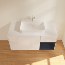 Тумба под раковину Villeroy & Boch Finion 120х50,1 см с подсветкой МДФ глянцевый белый лак/стекло белое матовое G421HGGF