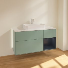 Тумба под раковину Villeroy & Boch Finion 120х50,1 см с подсветкой МДФ оливковый матовый лак/стекло белое матовое G421HGGM
