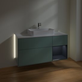 Тумба под раковину Villeroy & Boch Finion 120х50,1 см с подсветкой МДФ оливковый матовый лак/стекло белое матовое G421HGGM