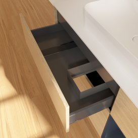 Тумба под раковину Villeroy & Boch Finion 120х50,1 см с подсветкой МДФ шпон дуба/стекло белое матовое G421HGPC