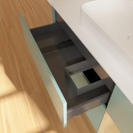 Тумба під раковину Villeroy & Boch Finion 120х50,1 см із підсвічуванням МДФ оливковий матовий лак/скло біле матове G421PCGM