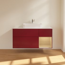 Тумба под раковину Villeroy & Boch Finion 120х50,1 см с подсветкой МДФ пион матовый лак/стекло белое матовое G421PCHB