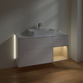 Тумба під раковину Villeroy & Boch Finion 120х50,1 см із підсвічуванням МДФ білий матовий лак/скло біле матове G421PCMT