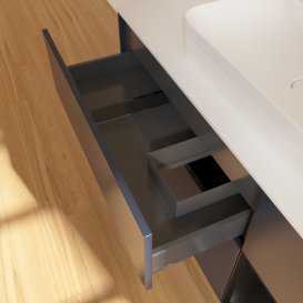 Тумба под раковину Villeroy & Boch Finion 120х50,1 см с подсветкой МДФ темно-синий матовый лак/стекло белое матовое G421PDHG