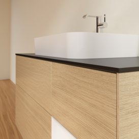 Тумба под раковину Villeroy & Boch Finion 120х50,1 см с подсветкой МДФ шпон дуба/стекло черное матовое G422GFPC