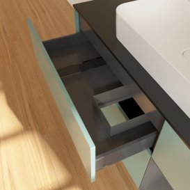 Тумба під раковину Villeroy & Boch Finion 120х50,1 см із підсвічуванням МДФ оливковий матовий лак/скло чорне матове G422GKGM