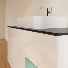 Тумба под раковину Villeroy & Boch Finion 120х50,1 см с подсветкой МДФ глянцевый белый лак/стекло черное матовое G422GMGF