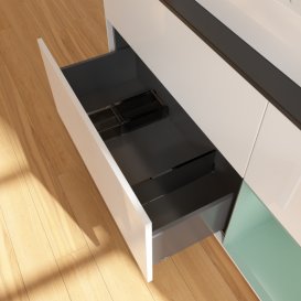 Тумба под раковину Villeroy & Boch Finion 120х50,1 см с подсветкой МДФ глянцевый белый лак/стекло черное матовое G422GMGF