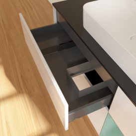 Тумба под раковину Villeroy & Boch Finion 120х50,1 см с подсветкой МДФ глянцевый белый лак/стекло черное матовое G422GMGF