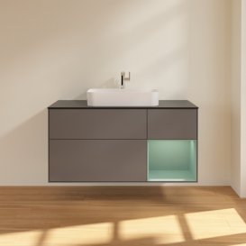 Тумба под раковину Villeroy & Boch Finion 120х50,1 см с подсветкой МДФ антрацит матовый лак/стекло черное матовое G422GMGK