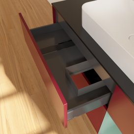 Тумба під раковину Villeroy & Boch Finion 120х50,1 см із підсвічуванням МДФ півонія матовий лак/скло чорне матове G422GMHB