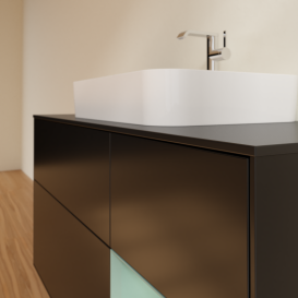 Тумба під раковину Villeroy & Boch Finion 120х50,1 см із підсвічуванням МДФ чорний матовий лак/скло чорне матове G422GMPD