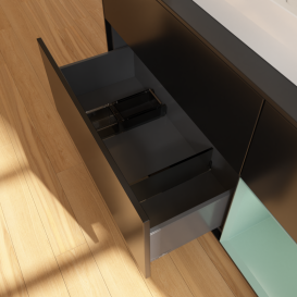 Тумба під раковину Villeroy & Boch Finion 120х50,1 см із підсвічуванням МДФ чорний матовий лак/скло чорне матове G422GMPD