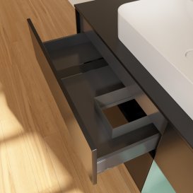 Тумба під раковину Villeroy & Boch Finion 120х50,1 см із підсвічуванням МДФ чорний матовий лак/скло чорне матове G422GMPD