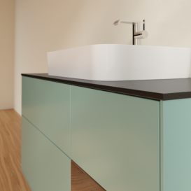 Тумба под раковину Villeroy & Boch Finion 120х50,1 см с подсветкой МДФ оливковый матовый лак/стекло черное матовое G422GNGM