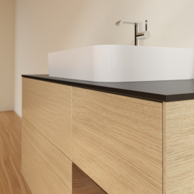 Тумба под раковину Villeroy & Boch Finion 120х50,1 см с подсветкой МДФ шпон дуба/стекло черное матовое G422GNPC