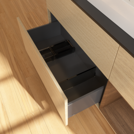 Тумба под раковину Villeroy & Boch Finion 120х50,1 см с подсветкой МДФ шпон дуба/стекло черное матовое G422GNPC