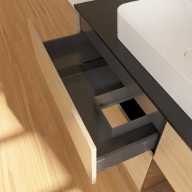 Тумба под раковину Villeroy & Boch Finion 120х50,1 см с подсветкой МДФ шпон дуба/стекло черное матовое G422GNPC