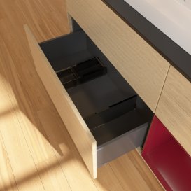 Тумба под раковину Villeroy & Boch Finion 120х50,1 см с подсветкой МДФ шпон дуба/стекло черное матовое G422HBPC