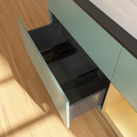 Тумба під раковину Villeroy & Boch Finion 120х50,1 см із підсвічуванням МДФ оливковий матовий лак/скло чорне матове G422HFGM